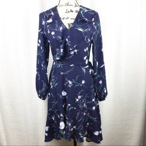 FFLMYUHULIU Floral Print V Neck Wrap Dress S NWT